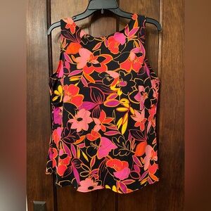 Lands’ End Tankini Swim Top 18 DD Poppy Floral High Neck With Cups